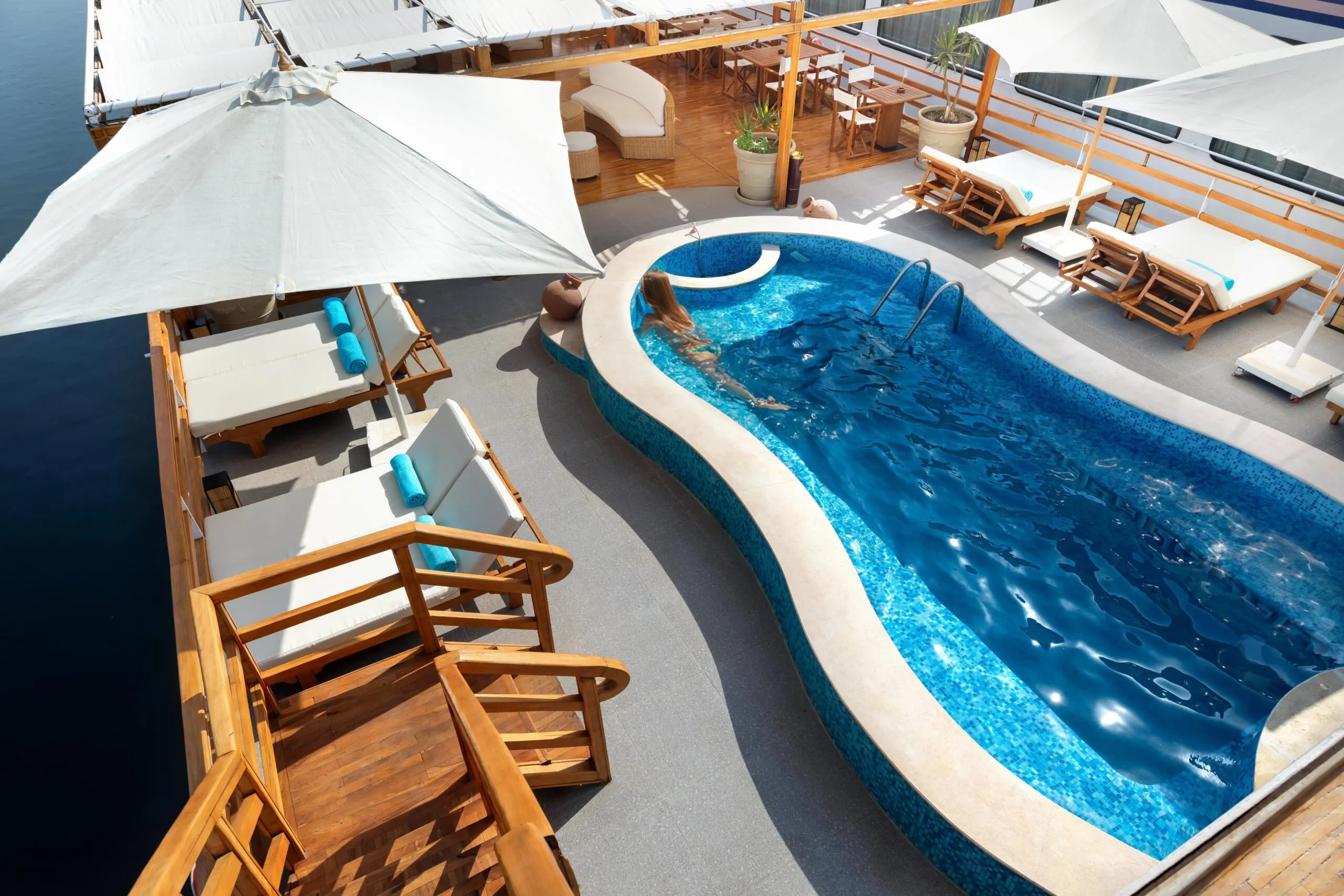 Sun deck of the Alexander The Great Nile Cruise Nile cruise